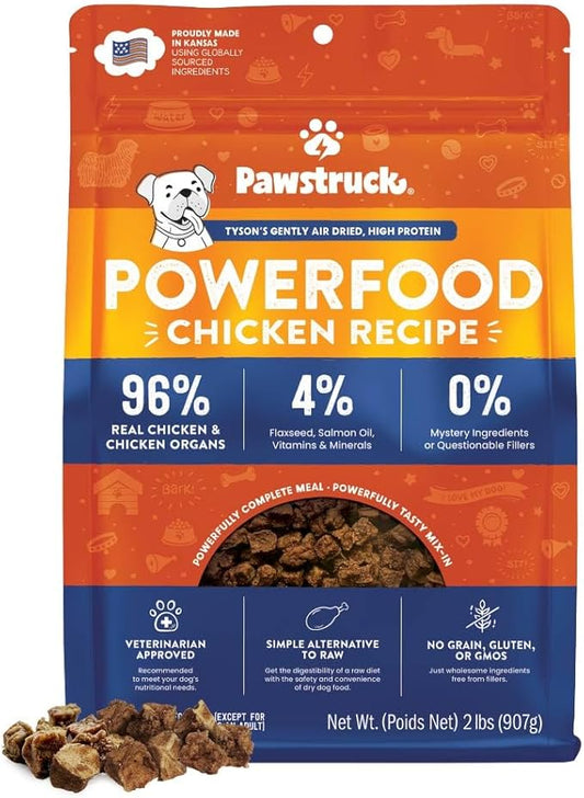 Pawstruck Air Dried Dog Food with Real Chicken, Grain-Free, Made in USA, Non-GMO & Vet Recommended, High Protein Limited Ingredient Full-Feed for All Breeds & Ages, 2lb Bag