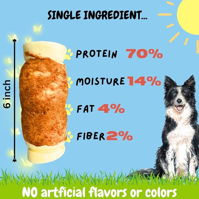 BULLYSTICKS & MORE 5-6" Beef Cheek Rolls for Dogs (Chicken Wrapped - 3 Count) - Beef Cheek Bones for Dogs - Dog Parents Choice - Premium No Hide Rolls