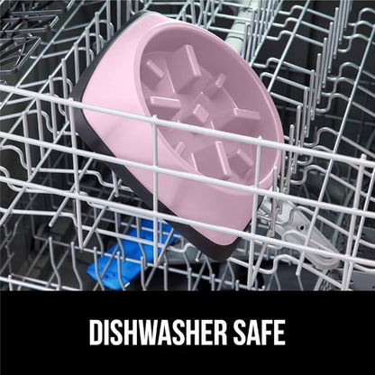 GORILLA GRIP Patent Pending Slow Feeder Dog Bowls, Interactive Puzzle Toy for Dogs and Cats Food Training, Keeps Pets Busy and Prevents Puppy Overeating, All Breeds, 100% BPA Free, 2 Cup, Pink