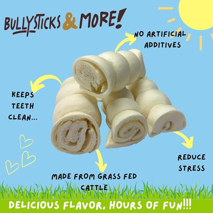 BULLYSTICKS & MORE 6 Inch Beef Cheek Rolls for Dogs (6" Extra Thick - 3 Count) - Beef Cheek Bones for Dogs - Dog Parents Choice - Premium No Hide Rolls