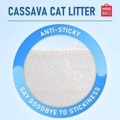 MINISO Clumping Cat Litter, Tofu+Bentonite+Cassava, Odor Control, Rapid Clumping, Water Absorbent and Toilet Flushable, Multi-Cat, Gardenia Style, 15.8lb (2 Pack of 7.9lb Bags)