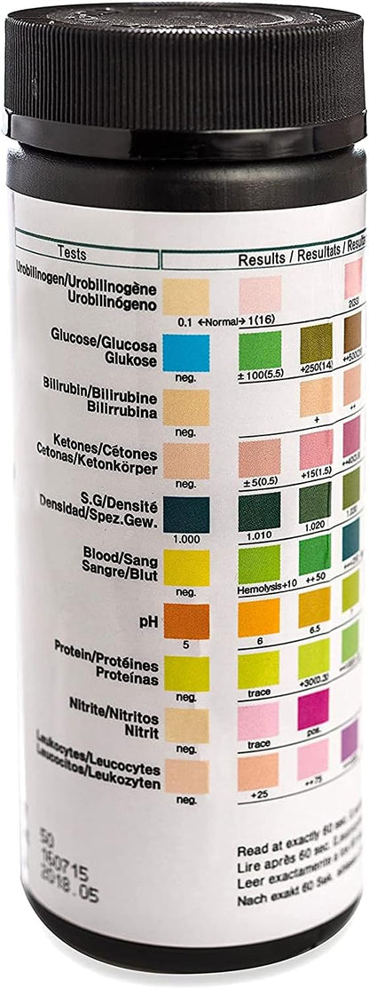 One Step Pet Urine Testing Strips, 100 x Urinalysis Parameter Tests for Dogs, Cats & Animals, Pet Test Glucose Strips, Accurate Testing for Vets, Detects UTI, Bladder, Kidney, Liver, SG, pH