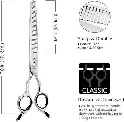 HASHIMOTO Straight Fluffer Scissors for Dog Grooming, 42 Teeth, 50% Thinning Rate, 7.0 inch, Light Weight, Designed to Remove Bulk Quickly While Leaving a Natural Finish for Groomers.