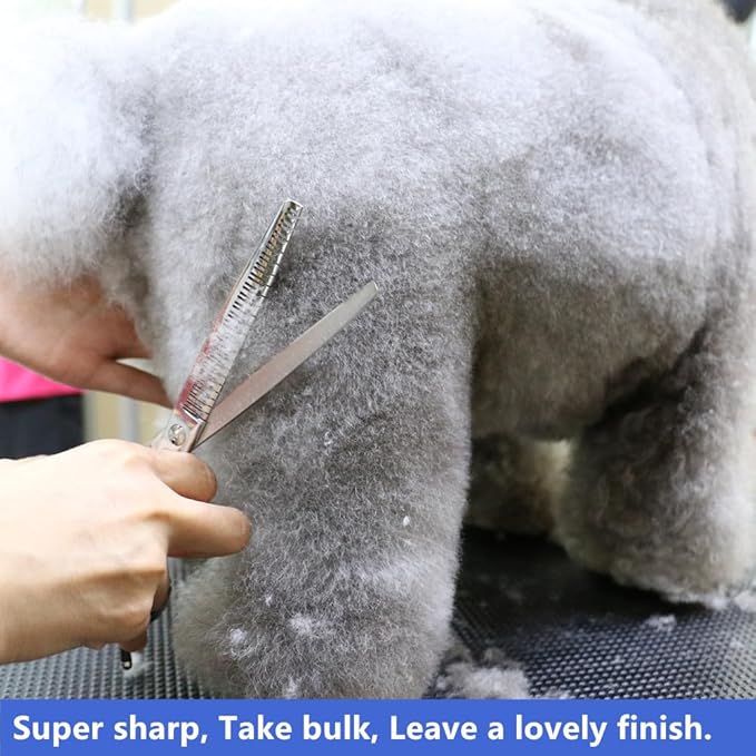 HASHIMOTO Straight Eraser Dog Grooming Scissors, 23 Teeth,7.0 Inch,80% Thinning Rate,Light Weight, Designed for Bulking off Coat Quickly.