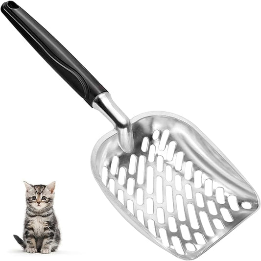 Cat Litter Scoop,Mesh Shovel,Stainless Steel Metal Scoop,Poop Sifting,Mesh Shovel,Suitable for Cat Litter Box(Black)
