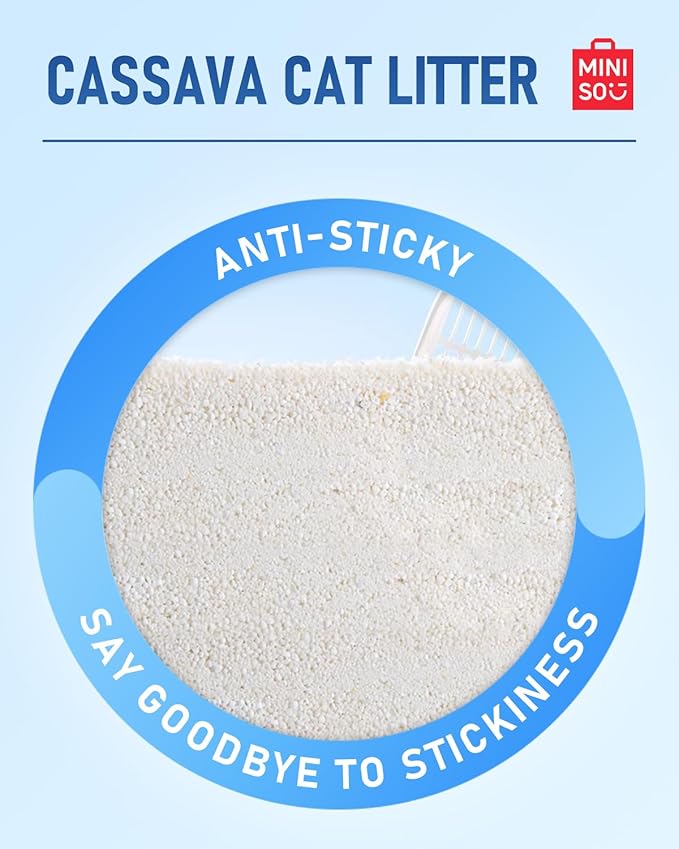 MINISO Clumping Cat Litter, Tofu+Bentonite+Cassava, Odor Control, Rapid Clumping, Water Absorbent and Toilet Flushable, Multi-Cat, Original Style, 15.8lb (2 Pack of 7.9lb Bags)