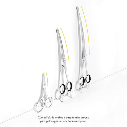 Tweezerman Pet Grooming Scissors, Stainless Steel Rounded Tip Trimming Shears for Dogs and Cats