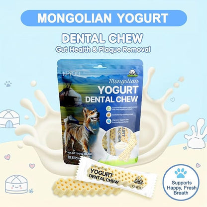 KI-You Mongolian Yogurt for Dogs – Probiotic & Prebiotic Rich for Gut Health, Soft Honeycomb Shape for Gentle Dental Care, for Sensitive Gums (Chew - Long Type)