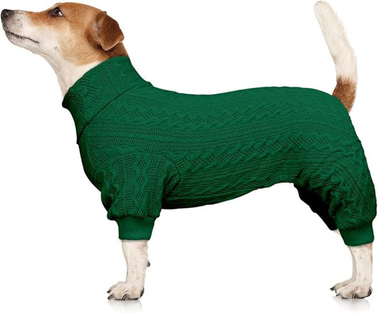 Dog Sweaters for Large Dogs Turtleneck Knitted Pet Clothes Solid Color Puppy Sweater Warm Dog Sweater(Green&L)