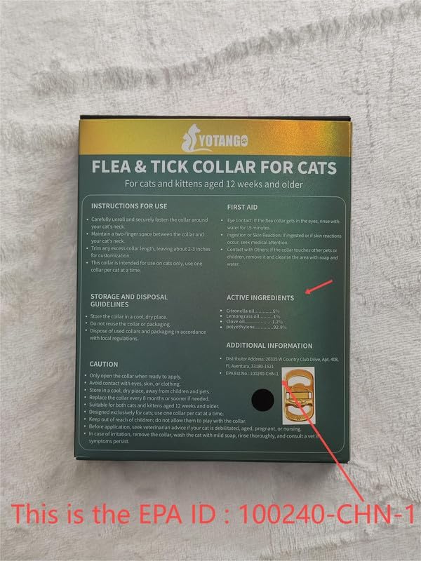 YOTANGO 4 Pack Flea Collar for Cats, 32 Months Flea and Tick Prevention for Cats, Waterproof Cat Flea Collar, Cat Flea and Tick Treatment, Adjustable Flea and Tick Collar for Cats Kittens-Black&Gray