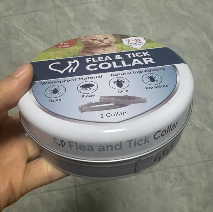 Flea Collar for Cats, Adjustable Flea and Tick Collar for Cats, 8 Months Protection 2 Count