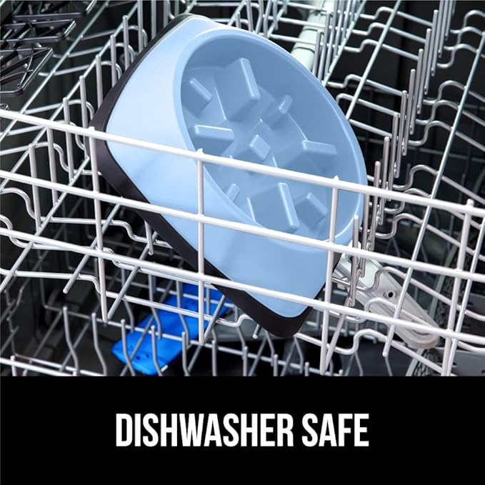 GORILLA GRIP Patent Pending Slow Feeder Dog Bowls, Interactive Puzzle Toy for Dogs and Cats Food Training, Keeps Pets Busy and Prevents Puppy Overeating, All Breeds, 100% BPA Free, 1 Cup, Light Blue