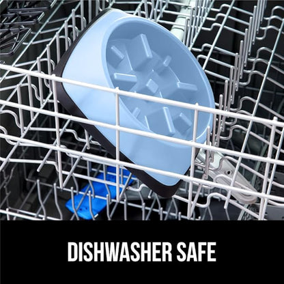 GORILLA GRIP Patent Pending Slow Feeder Dog Bowls, Interactive Puzzle Toy for Dogs and Cats Food Training, Keeps Pets Busy and Prevents Puppy Overeating, All Breeds, 100% BPA Free, 1 Cup, Light Blue