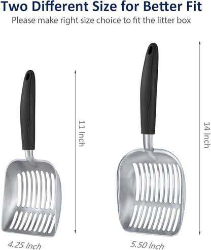 WePet Cat Litter Scoop, Aluminum Alloy Sifter, Kitty Metal Scooper, Deep Shovel, Long Handle, Poop Sifting, Kitten Pooper Lifter, Durable, Heavy Duty, for Litter Box