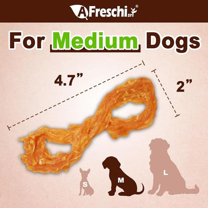 AFreschi Turkey Tendons for Dogs, USA-Sourced, Healthy Dog Treats, Rawhide-Free Puppy Chews, Long Lasting, All Natural, Hypoallergenic Dog Treats for Medium Breeds, 20 Count Box Rope (M)