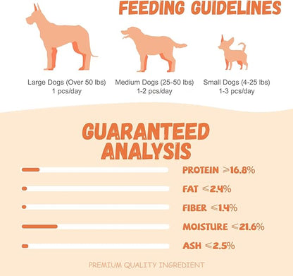 Chicken Jerky Wrapped Sweet Potato Dog Treats w/Taurine, Healthy Dog Snacks Low Fat High Protein, Chewy Training Rewards Treats for Small Medium Large Breeds,10.6 oz, 13-17 Counts