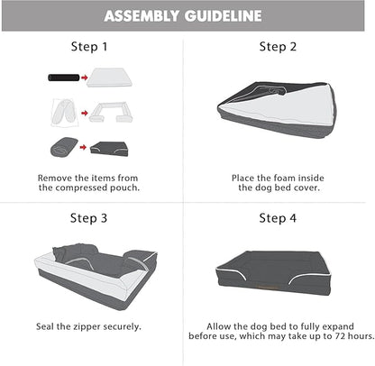 Friends Forever Orthopedic Dog Bed, Bolster Dog Bed with Memory Foam Pet Couch Sofa and Removable Washable Cover, Ally Navy, 42x32x7