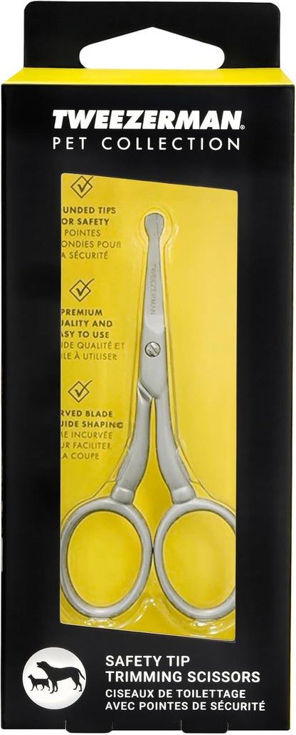 Tweezerman Pet Grooming Scissors, Stainless Steel Rounded Tip Trimming Shears for Dogs and Cats