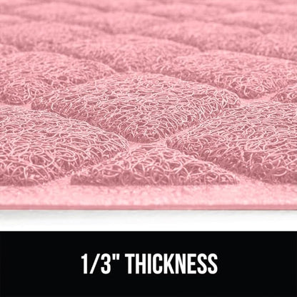 GORILLA GRIP Cat Litter Box Mat, Water Resistant, US Designed Kitty Litter Trapping Mats, Easy to Clean, Scatter Control, Less Mess and Clean Floors, Kitten Supplies for Indoor Cats, 24x17 Light Pink