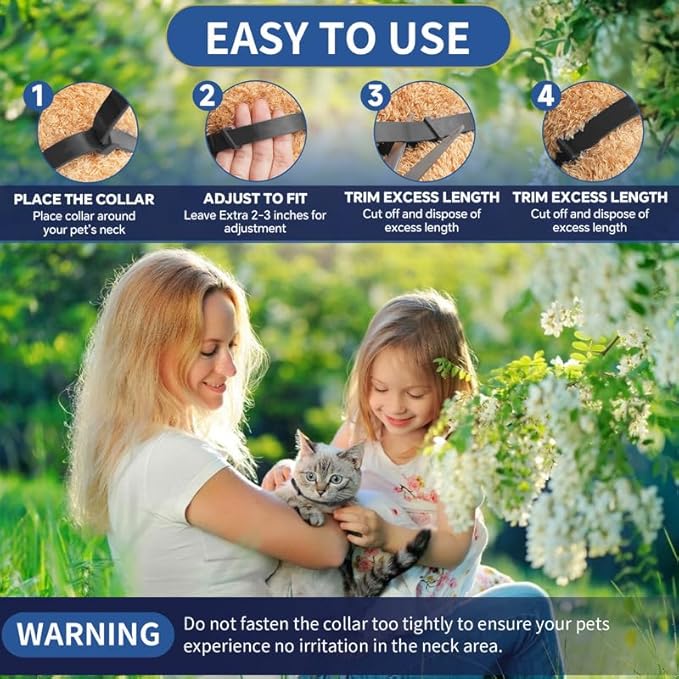 4 Pack Flea Collar for Cats, 32 Months Flea and Tick Prevention for Cat, Waterproof Natural Cat Fleas and Ticks Treatment, Adjustable Fleas and Ticks Collar for Cats Kittens(4 Colors)