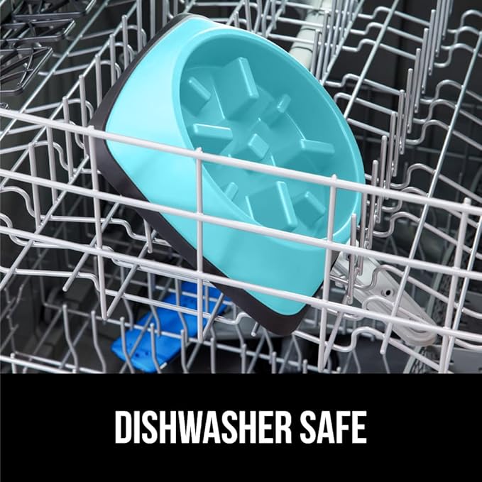 GORILLA GRIP Patent Pending Slow Feeder Dog Bowls, Interactive Puzzle Toy for Dogs and Cats Food Training, Keeps Pets Busy and Prevents Puppy Overeating, All Breeds, 100% BPA Free, 1 Cup, Turquoise