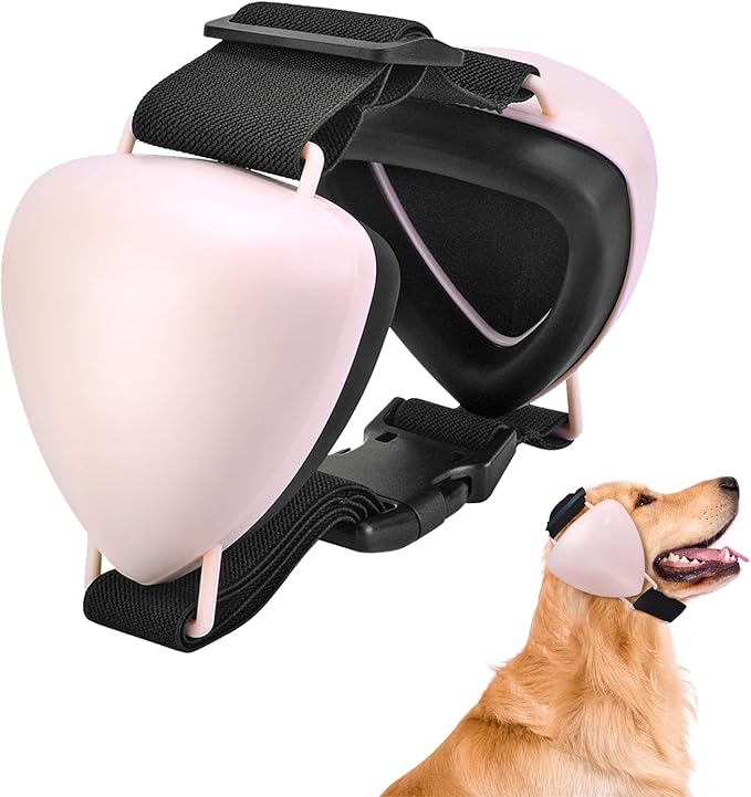ZOHAN Dog Ear Muffs for Noise Protection, Comfort Dog Noise Cancelling Ear Muffs with Fast Snap Lock for Fireworks, Thunder, Vacuums(Pink,L)
