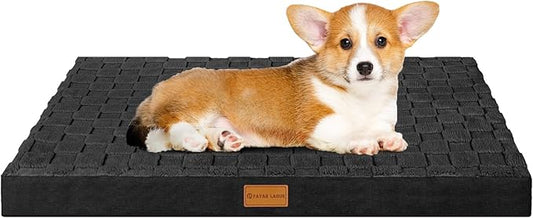 Patas Lague Orthopedic Dog Bed for Small Dogs 20''X15'', Waterproof Soft Warm Comfortable Egg Crate Foam Small Pet Beds Mat with Removable Washable Cover and Nonskid Bottom, Black