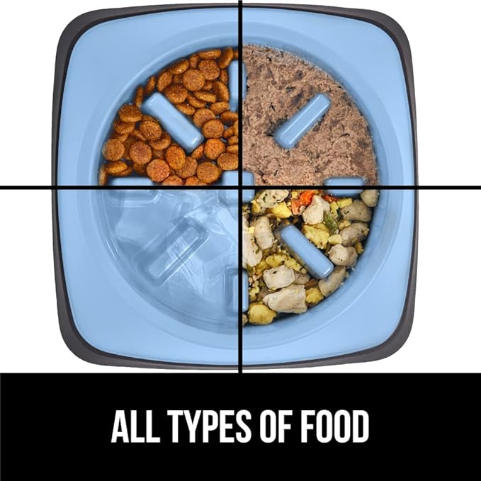 GORILLA GRIP Patent Pending Slow Feeder Dog Bowls, Interactive Puzzle Toy for Dogs and Cats Food Training, Keeps Pets Busy and Prevents Puppy Overeating, All Breeds, 100% BPA Free, 1 Cup, Light Blue