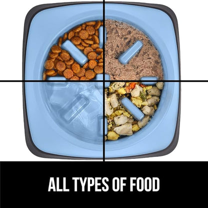 GORILLA GRIP Patent Pending Slow Feeder Dog Bowls, Interactive Puzzle Toy for Dogs and Cats Food Training, Keeps Pets Busy and Prevents Puppy Overeating, All Breeds, 100% BPA Free, 1 Cup, Light Blue