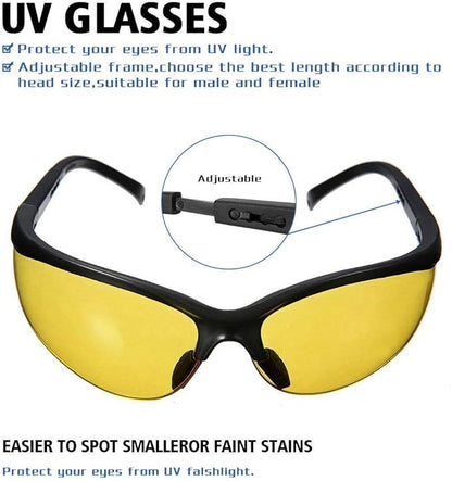 UV Flashlight Black Light, Ultra Bright 100 LED 395 nM Ultraviolet Blacklight Detector with UV Protective Glasses for Dry Pet Dog Cat Urine Stains, Bed Bug, Scorpions Matching with Pet Odor Eliminator