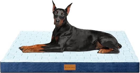 Patas Lague Orthopedic Jumbo Dog Bed for Extra Large Dogs 56''X40'', Waterproof Soft Warm Comfortable Egg Crate Foam Jumbo Pet Beds Mat with Removable Washable Cover and Nonskid Bottom, Blue