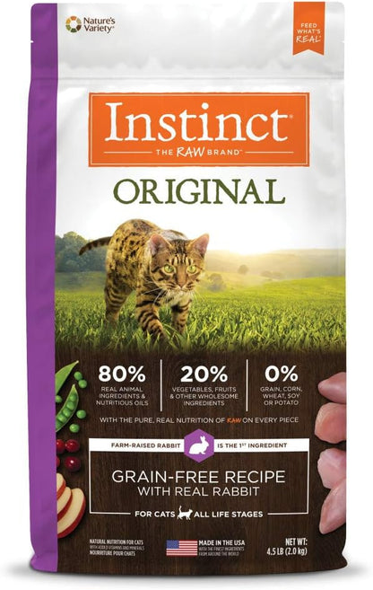 Instinct Original Dry Cat Food, Raw Coated Kibble, High Protein, Grain Free Recipe - Real Rabbit, 4.5 lb. Bag