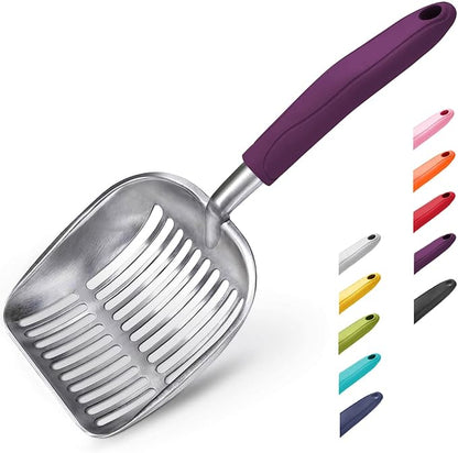 WePet Cat Litter Scoop, Aluminum Alloy Sifter, Kitty Metal Scooper, Deep Shovel, Long Handle, Poop Sifting, Kitten Pooper Lifter, Durable, Heavy Duty, for Litter Box