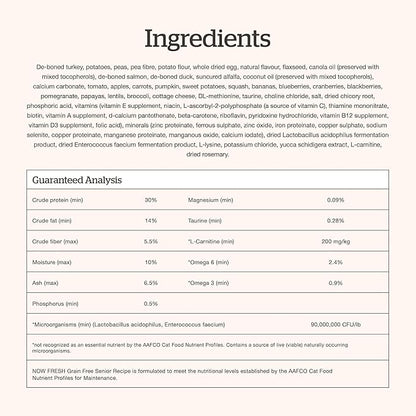 Now Fresh Grain-Free Senior Dry Cat Food with Turkey, Salmon & Duck, Premium Kibble Made with Real Meat & Fish, Chicken-Free Recipe, Supports Healthy Weight Management, 8 lb Bag