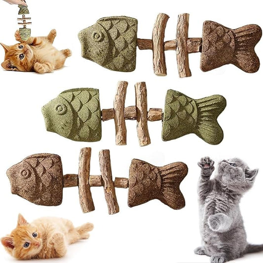 Purrident - Fix Your Cat’s Dental Health, 3 Pcs 2026 New Creative Fish Bone Cat Toy, Natural Cat Dental Toy, Fishbone Shape with Catnip, Durable Feline Tooth Care Tool