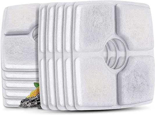 Cat Water Fountain Filters,10 Pack Replacement Filter Fit for Top Square 84oz/2.5L Cat Pet Fountain, 3 Filtration System