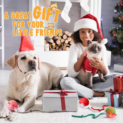 6 Pack Interactive Cat Ball Toy 360° Automatic New Interactive Rolling Ball Rechargeable for Christmas Indoor Cat Dog Gifts Exercise Electric Self Rolling Toy Large and Small Puppy Kitten