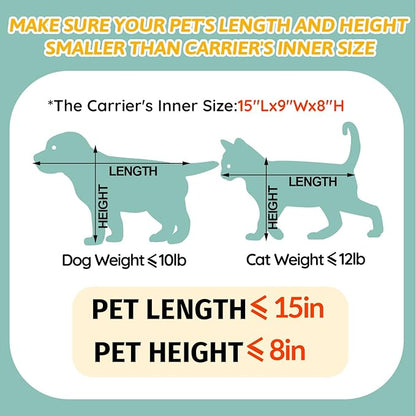 Petskd Pet Carrier 17x11x9.5 Alaska Airline Approved,Pet Travel Carrier Bag for Small Cats and Dogs, Soft Dog Carrier for 1-10 LBS Pets,Dog Cat Carrier with Safety Lock Zipper(Grey)