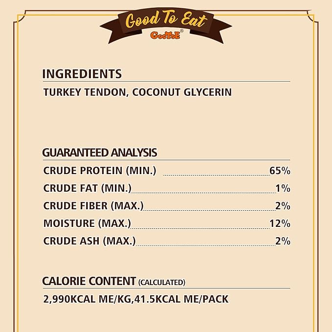 Gootoe Turkey Tendons for Dogs –All-Natural, Hypoallergenic Dog Treats, Rawhide Alternative, Long Lasting Puppy Chews, Healthy Dog Treats for Small Breeds, Twists (S), 10 Count Pack