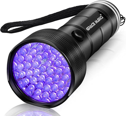UV Flashlight, 51 LED 395nm Black Light, Ultraviolet Lite UV Light, Pet Urine Detector for Dog/Cat Urine, Dry Stains, Bed Bug, Resin Curing, Scorpions, Dry Pet Stains