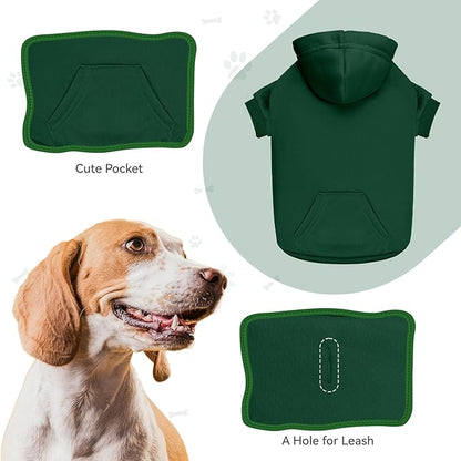 Dog Sweaters for Large Dogs Pet Sweater Solid Soft Brushed Fleece Dog Hoodie Clothes Pet Hoodie Sweatshirt with Pocket(Green-L)