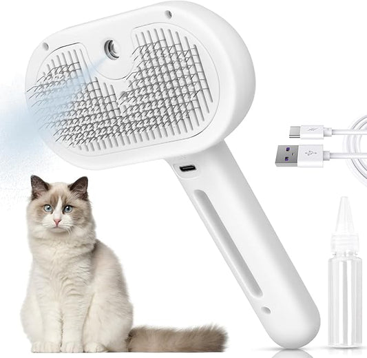 LACOKI Cat Steam Brush 3 in 1 Pet Hair Grooming Brush with Steam and Release Button for Indoor Cats Pets Dogs Hair Removal Shedding