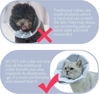 Soft Cat Recovery Collar,Adjustable Dog Cat Cone,Dog Protective Cone Collar After Surgery,for Cats and Small Dogs,Medium,Blue