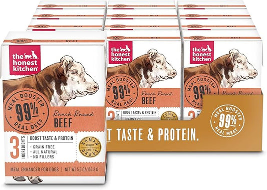 The Honest Kitchen Human Grade Meal Booster: 99% Beef Dog Food Topper, 5.5 oz (Pack of 12)