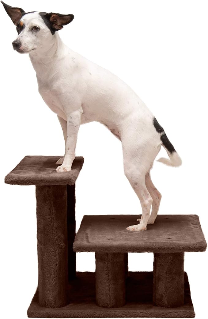 Furhaven Steady Paws Multi-Step Pet Stairs for High Beds & Sofas - Brown, 3-Step