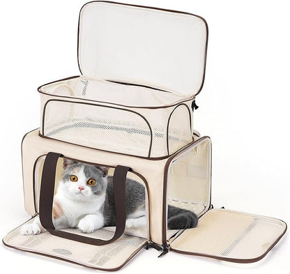 Expandable Pet Carrier for Cats & Dogs, Airline Approved Cat Carrier, Large Travel Bag with with Extra Large Foldable mat