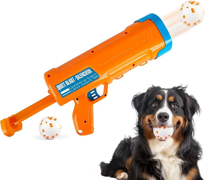 ALL FOR PAWS Dog Ball Launcher, Upgraded Dog Ball Blaster with 3 ETPU Balls, Interactive Thrower for Medium to Large Dogs, Play Fetch Toy for Dogs for Outdoor Exercise