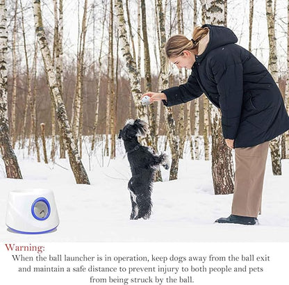 Automatic Dog Ball Launcher, Dog Ball Throw Launcher, 3 Adjustable Distance 20-45FT, with 6 2.3-inch ETPU Balls, for Small/Medium Dogs, Indoor and Outdoor Interactive Toys