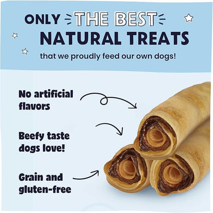 Pawstruck 2-in-1 Collagen Wrapped Jerky Natural Treats for Dogs - 5 Medium Rolls - Limited Ingredient Grain Free for Small, Medium, and Large Dogs