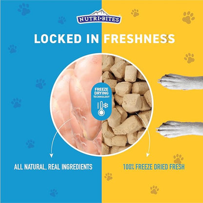Nutri Bites Freeze Dried Chicken Dog & Cat Treats, 4 oz | Healthy Pet Training Treats or Food Topper | All Natural, 1 Single Animal Protein, High Protein (Pack of 2)